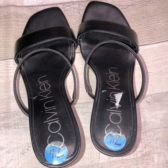 Calvin Klein black square toe heels size 7 1/2 - Picture 5 of 8